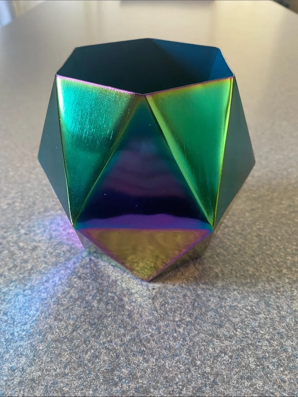 Iridescent Geometric Metal Pencil Holder - Green Blue Purple